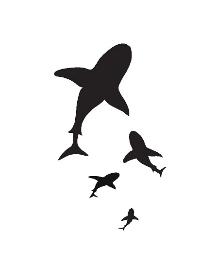 Shark silhouette Nautical & Ocean Life custom vinyl decals for home, office, or auto. http://www.etsy.com/shop/AngelBabyVinyl?ref=search_shop_redirect Shark Tattoo Silhouette, Sea Life Silhouette, Ocean Life Silhouette, Sea Animal Silhouette, Shark Sillouhette, Ocean Silhouette, Ocean Animal Silhouette, Sea Creatures Svg Riptide With Shark, Shark Silhouette