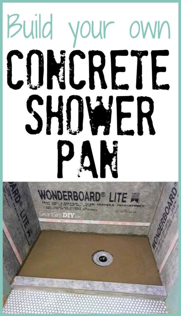 a concrete shower pan with the words, build your own concrete shower pan on it