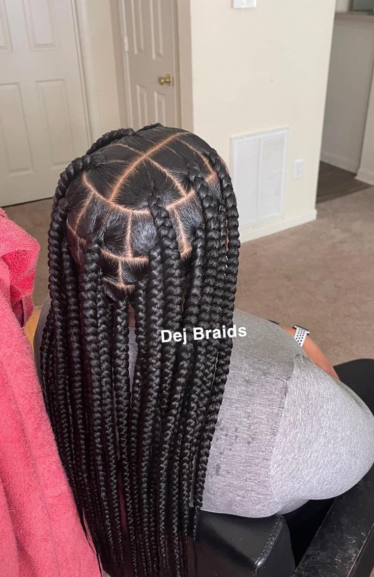 Jumbo Knotless Box Braids With Dramatic Edges, Singles Hairstyles Braids, Large Knotless Braids Hairstyles, Stitch Braids With Design, Hairstyles School, Big Box Braids, Big Box Braids Hairstyles, Single Braids, Long Box Braids