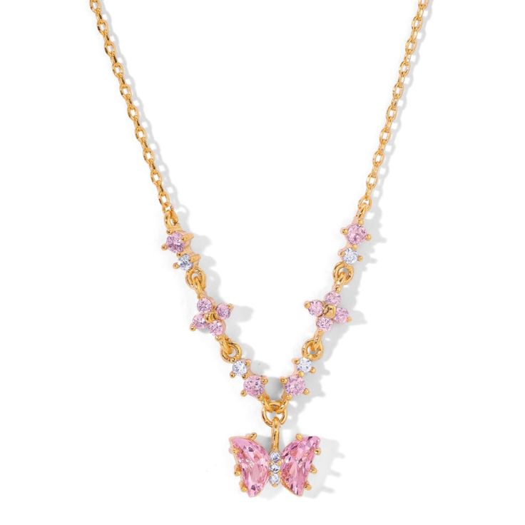 in stock Love Butterfly, Butterfly Necklace Gold, Crystal Set, Necklace Online, Pink Butterfly, Butterfly Necklace, Love Necklace, Baby Pink, Stones And Crystals