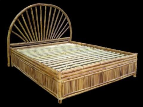 a bamboo bed frame with an arched headboard and foot board, made in the usa