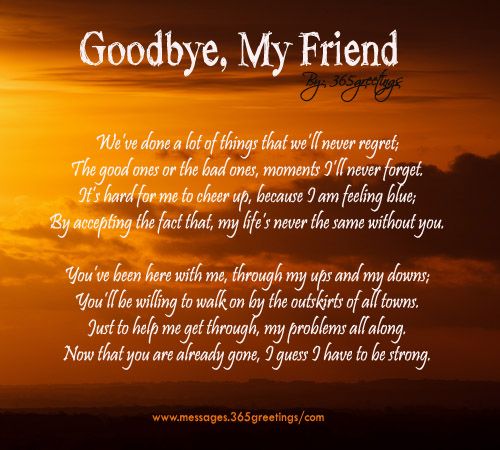 an image of a sunset with the words goodbye, my friend