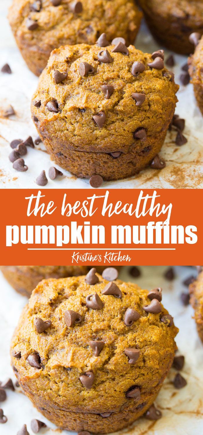 easy and healthy pumpkin muffins with chocolate chips