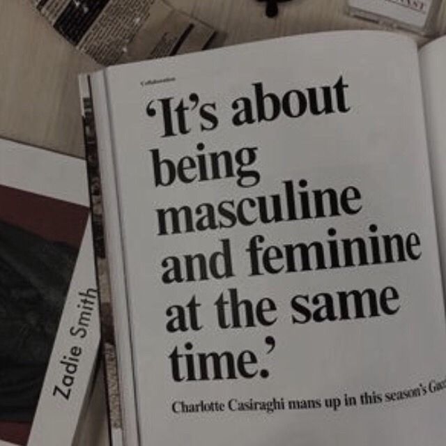 an open book with the words it's about being masculine and feminine at the same time