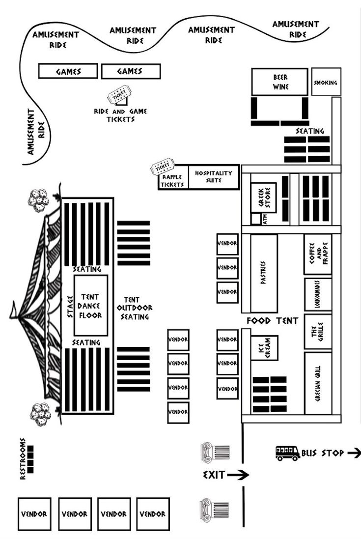 a diagram of the layout of an airport terminal, with several different areas labeled in black and white