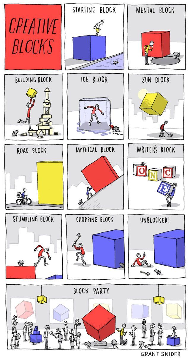 a comic strip with different types of blocks