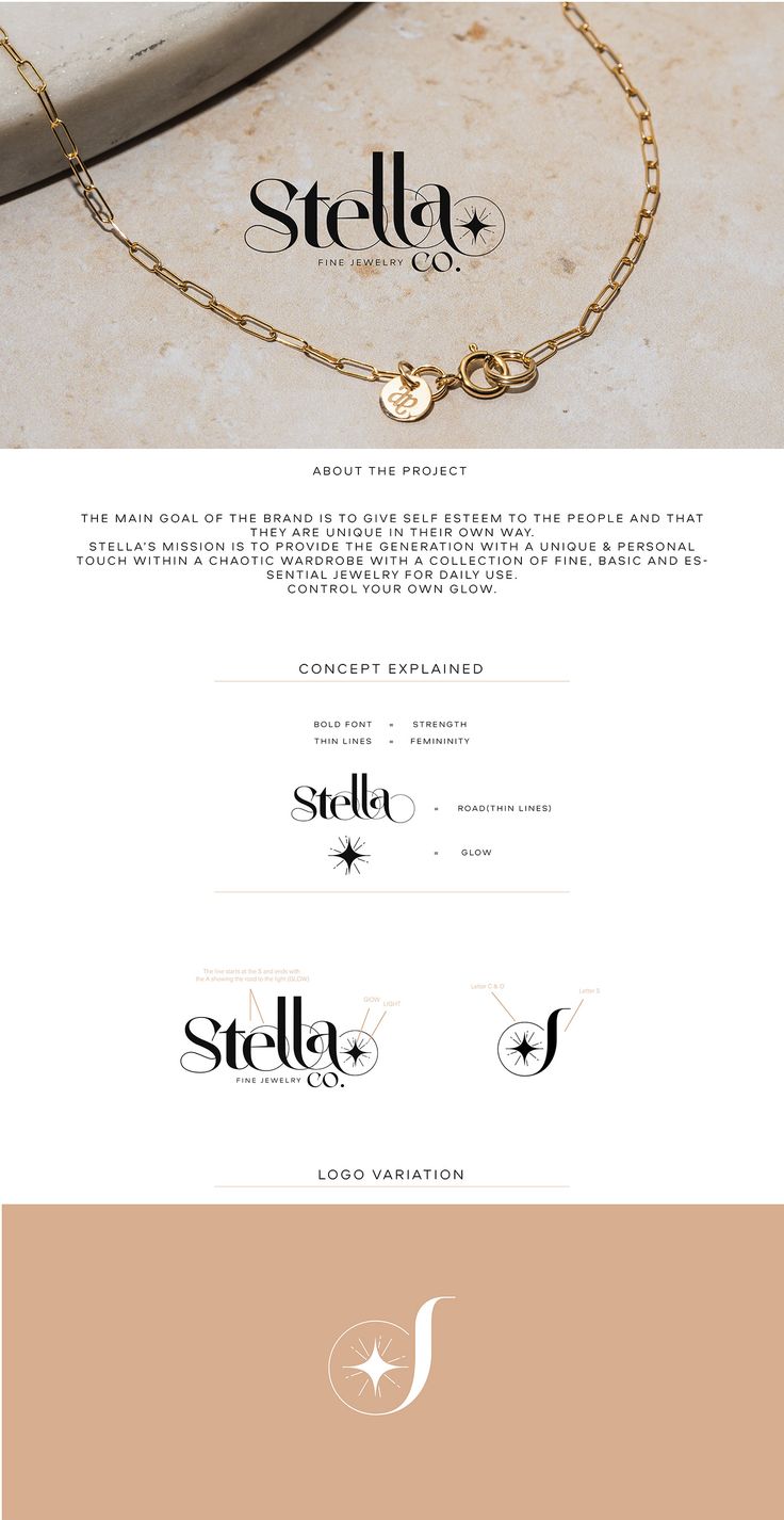 the website design for stella jewelry