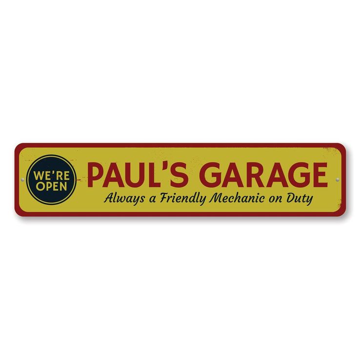 we're open paul's garage bumper sticker on a white background,