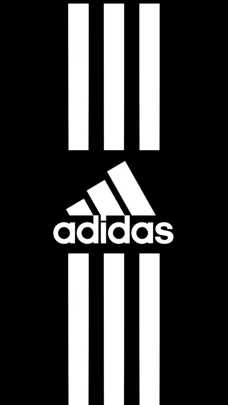 the adidas logo in black and white on a black background, with vertical stripes