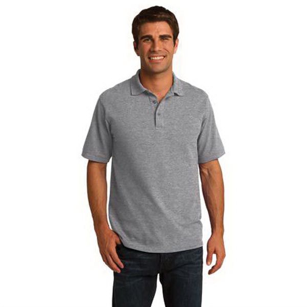 Port & Company Core Blend Pique Polo. With a soil-release finish, this budget-minded polo is exceptionally durable. 6.5-ounce, 50/50 double pique knit cotton/poly Soil-release finish 1x1 rib knit collar and cuffs Coverstitched shoulders, armholes and cuffs 3-button placket with dyed-to-match buttons Double-needle hem Company Uniform, Shirts Short Sleeve, Pique Polo Shirt, Knit Cotton, Short Sleeve Polo, Wholesale Clothing, Polo Shirts, Golf Shirts, Sports Shirts