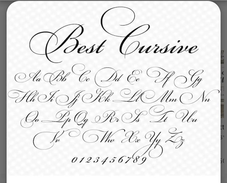 the best cursive font and numbers