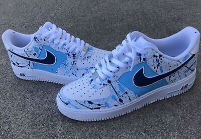 Nike Shoes Coustom, Custom Nike Air Force 1 Ideas, Customize Air Force 1, Hydro Dipped Shoes, Shoes For School Nike, Custom Painted Nikes, Nike Casual Sneakers With Paint Splatter, Casual White Sneakers With Paint Splatter, Casual Lace-up Paint Splatter Sneakers