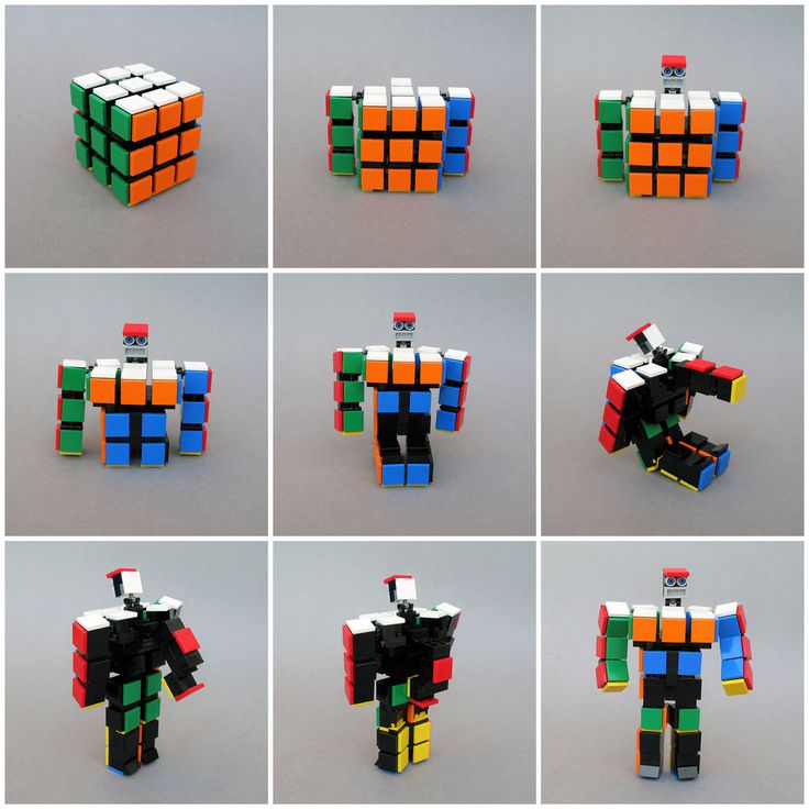 six different views of a rubik cube with multiple colors and shapes on each side