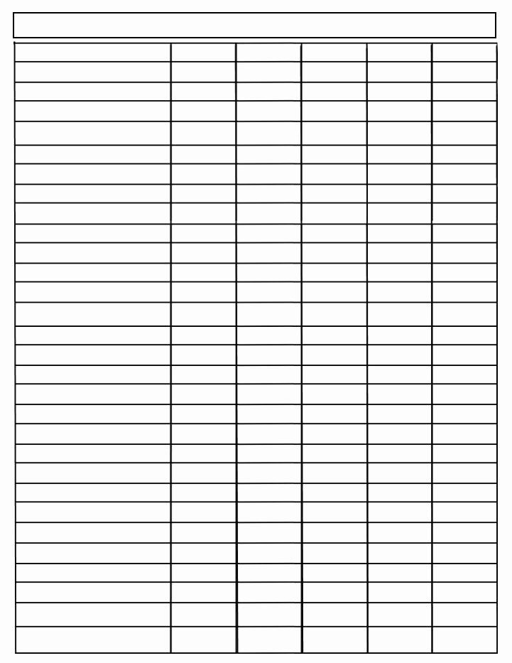 a blank sign up sheet with the number of people in each column and numbers on it