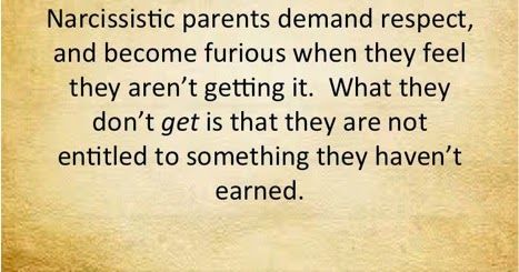 a quote on narcissistic parents demand respect and become curious when they feel they are getting it