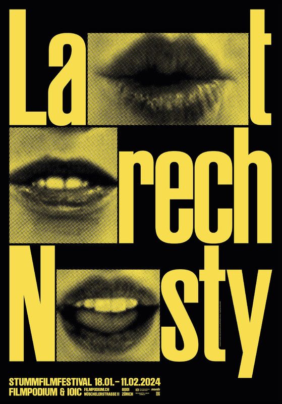 the poster for la recht n'sty, which features four different mouths