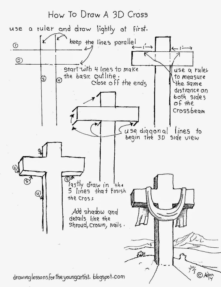 the diagram shows how to draw a cross