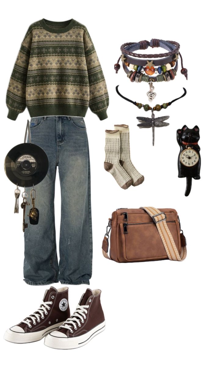 Green Grunge Outfit, Fairy Grunge Aesthetic Outfit, Big Boy Outfits, Aesthetic Downtown Girl, Fall Autumn Aesthetic, Aesthetic Downtown, Fairy Grunge Aesthetic, Aesthetic Sweaters, Girl Grunge