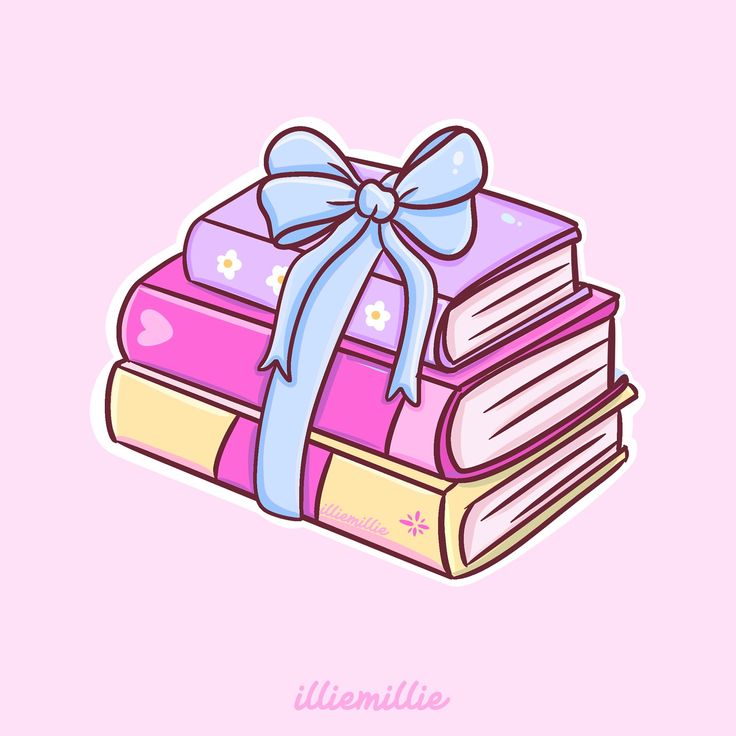 a stack of books with a bow on top