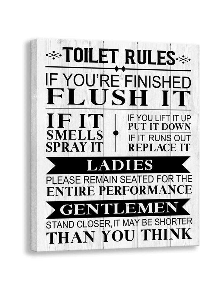 a black and white poster with the words toilet rules