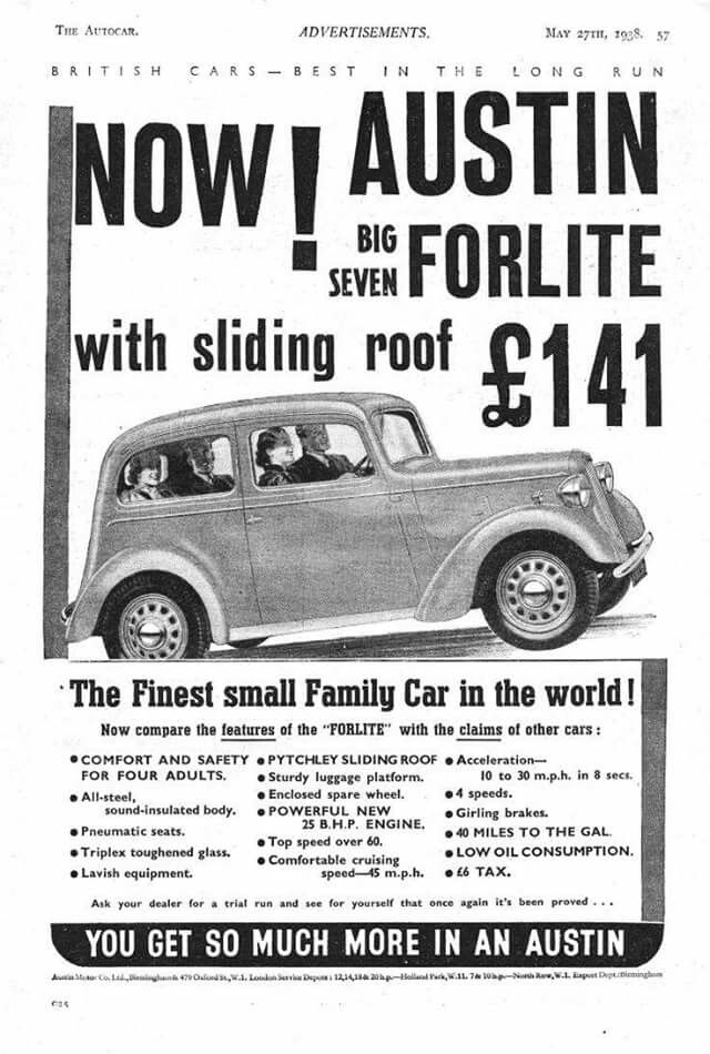 an advertisement for the first small family car in the world