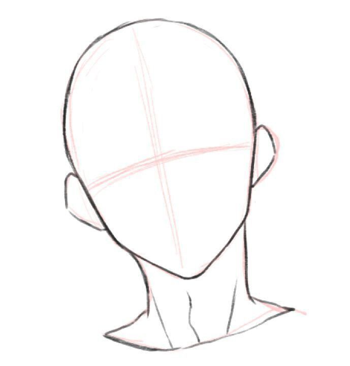 a drawing of a man's head with lines drawn on the back of it