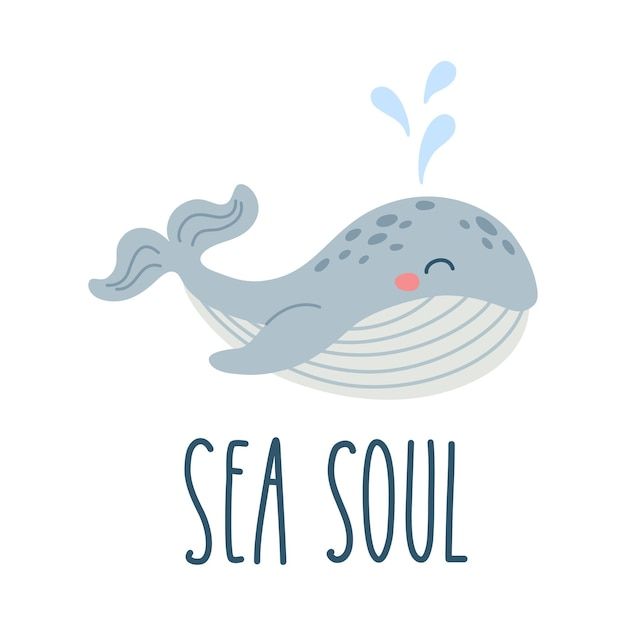 a cartoon whale with the words sea soul