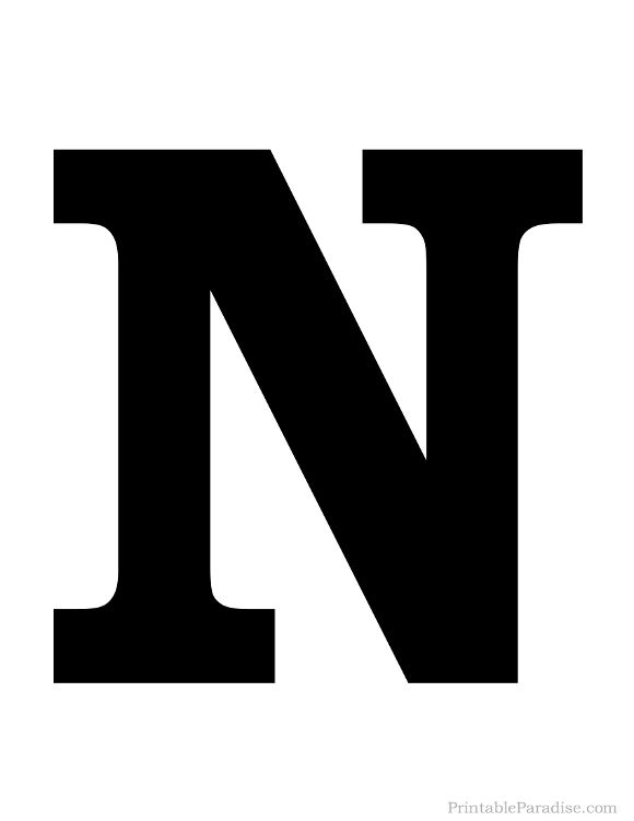 the letter n is shown in black and white with an uppercaseed capital on it