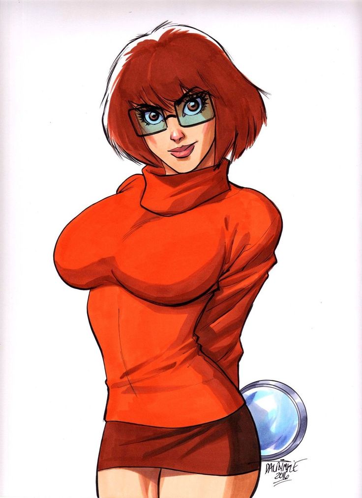 a drawing of a woman in an orange outfit