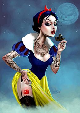 Snow White gone bad Dark Disney Art Twisted Princesses, Goth Snow White, Punk Disney Characters, Gothic Disney Princesses, Snow White Tattoos, Dark Disney Princess, Fairytale Life, Goth Disney Princesses, Fun Drawings