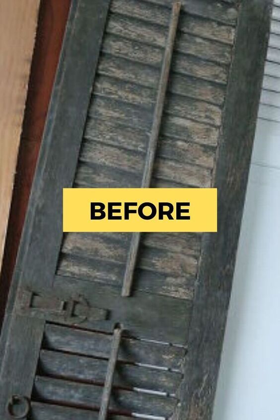 an old wooden door with the words before and after painted on it's side