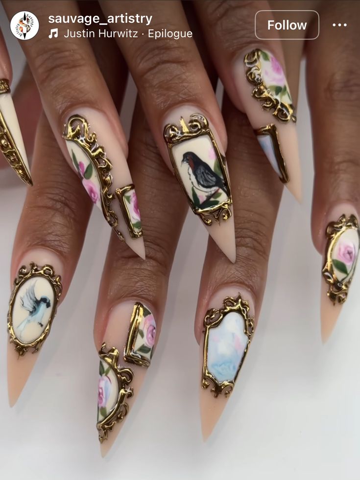 Nail Tutorial Videos, Sassy Nails, Stiletto Nails Designs, Nail Art Designs Diy, Almond Nails Designs, Coffin Nails Designs, Nail Inspiration, Pretty Acrylic Nails, Floral Nails