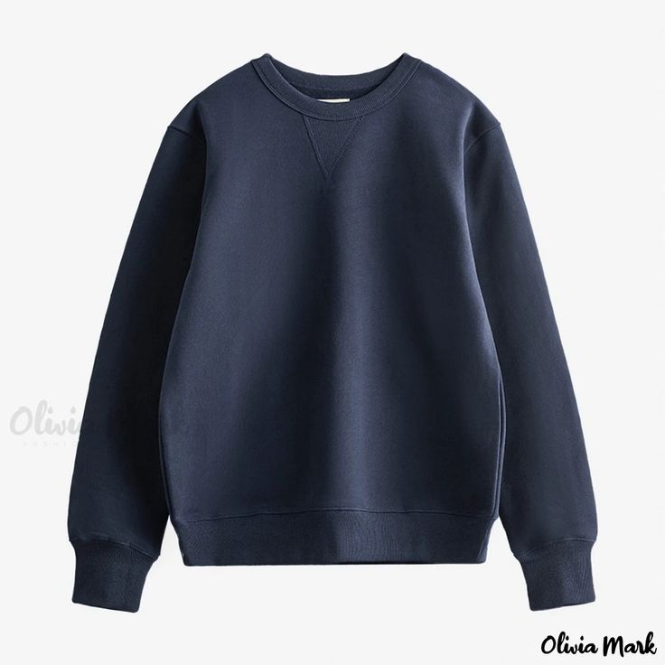 Olivia Mark - Premium Long Sleeve Crewneck Base Layer Sweater with Increased Thickness and Added Plushness Crewneck Outfits, Tracksuits For Men, Womens Ripped Jeans, Uniform Ideas, Stars In The Sky, Navy Blue Sweatshirt, Things I Wanna Buy, Classy Outfits Men, Blue Black Color