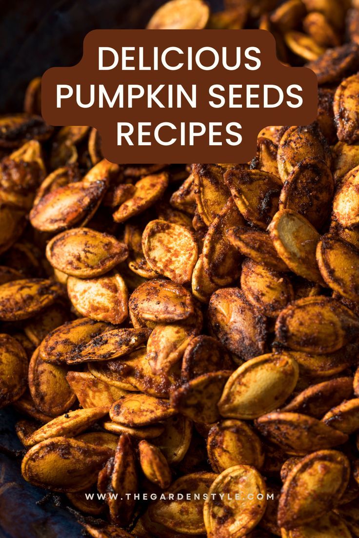 This pin shows roasted pumpkin seeds. The title is: 6 Delicious Pumpkin Seeds Recipes. Visit thegardenstyle.com. Grated Pumpkin Recipes, Spiced Pumpkin Seeds, Baking Pumpkin Seeds In Oven, Baked Pumpkin Seeds Recipe, Roasted Pumpkin Seed Recipes, Pumpkin Seeds Recipe Savory, Pumpkin Seeds Recipe Air Fryer, Cooking Pumpkin Seeds In The Oven, Pumpkin Seeds Recipe Spicy