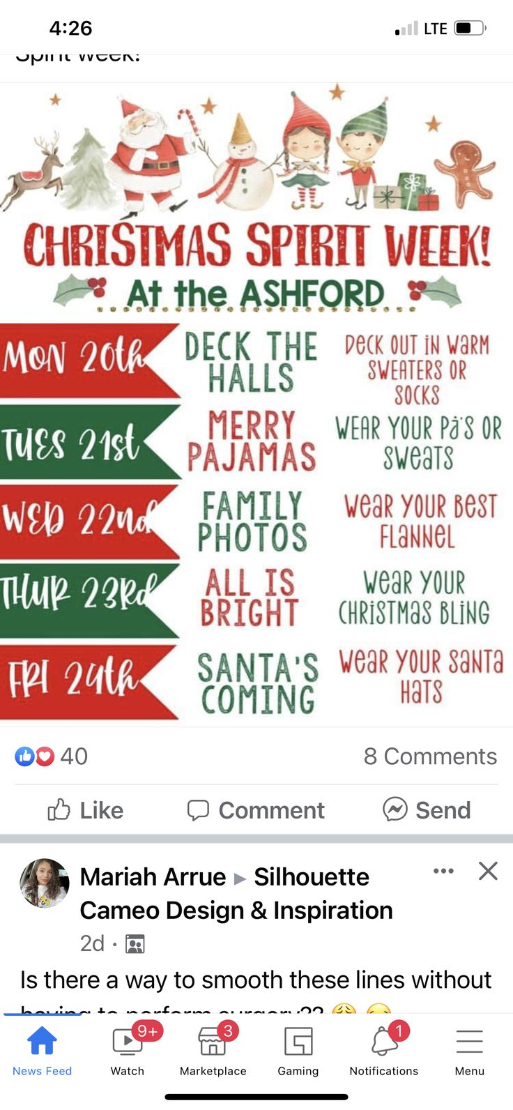 the christmas spirit week poster is displayed on an iphone screen, with text below it