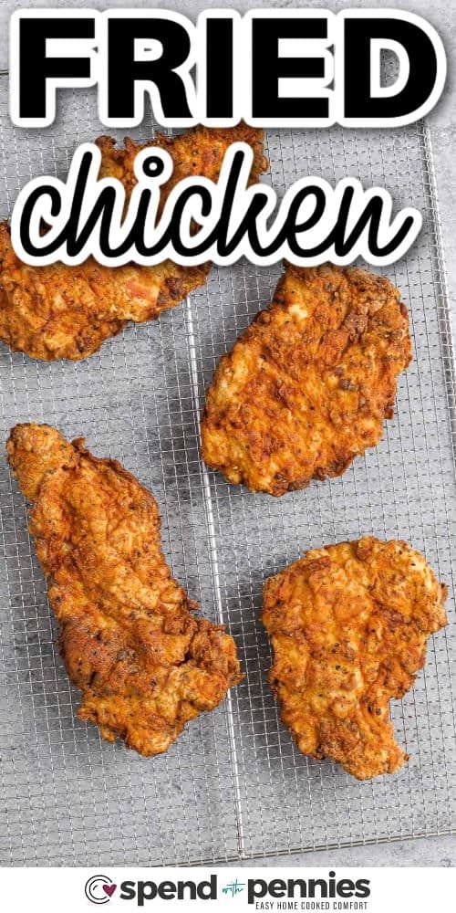 fried chicken on a wire rack with the words, how to make fried chicken