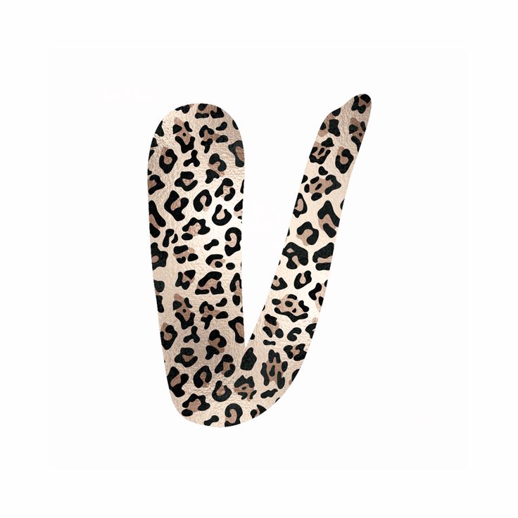 the letter v is made up of leopard print fabric and has an animal print pattern on it