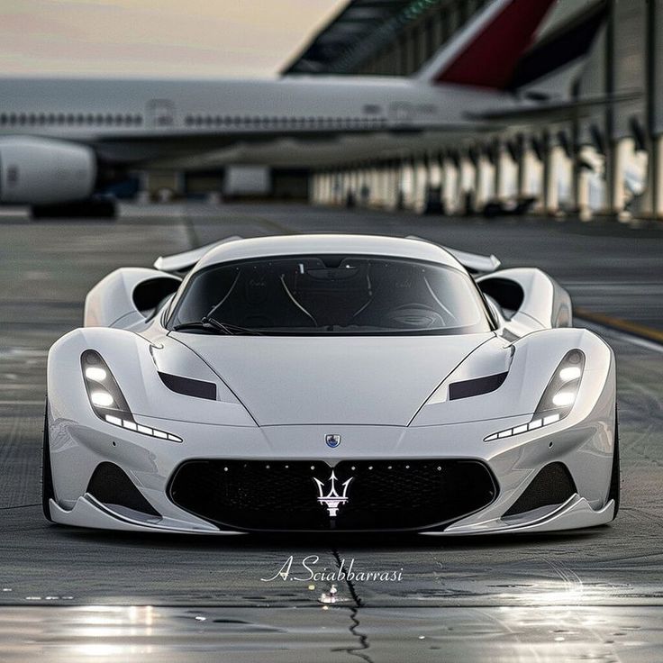 a white sports car parked on the tarmac