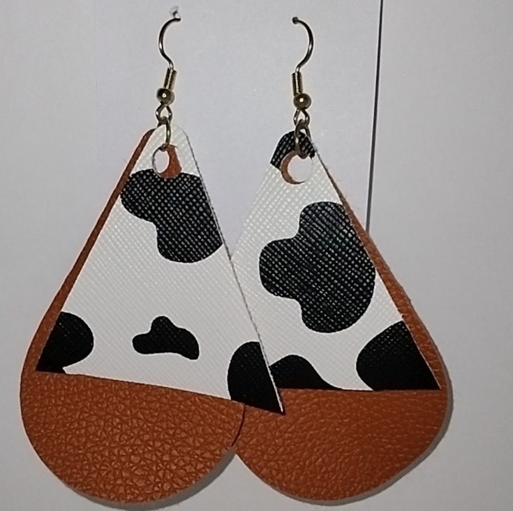 Faux Leather 2 Inch Cow Print And Brown Layered Earrings. Layered Earrings, Hand Crafted Jewelry, Crafted Jewelry, Earrings Color, Cow Print, Handcrafted Jewelry, Jewelry Crafts, Cow, Hand Crafted