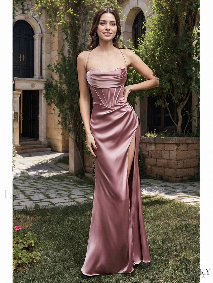 Lasaky - Alluring Ladies' Formal Wear with Underwire Boning and Side Zipper Formal Dress With Boning, Dusty Formal Dress, Summer Prom Dress, Formal Evening Dress, Elegant Party Dresses, Dress Dusty, Lace Evening Dresses, Dresses Elegant, Elegant Party