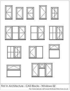 an image of windows with the words first architecture - cad blocks windows 2 0 on them