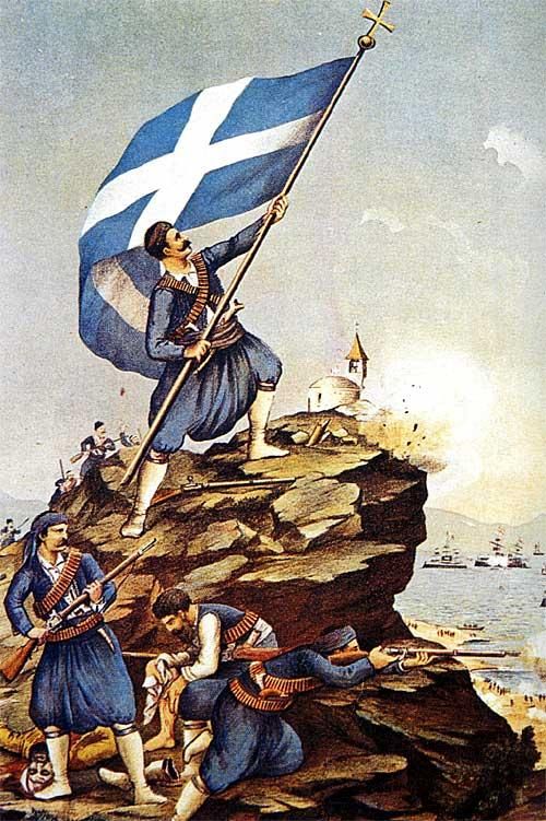 an image of a man holding a scottish flag on top of a hill with other people