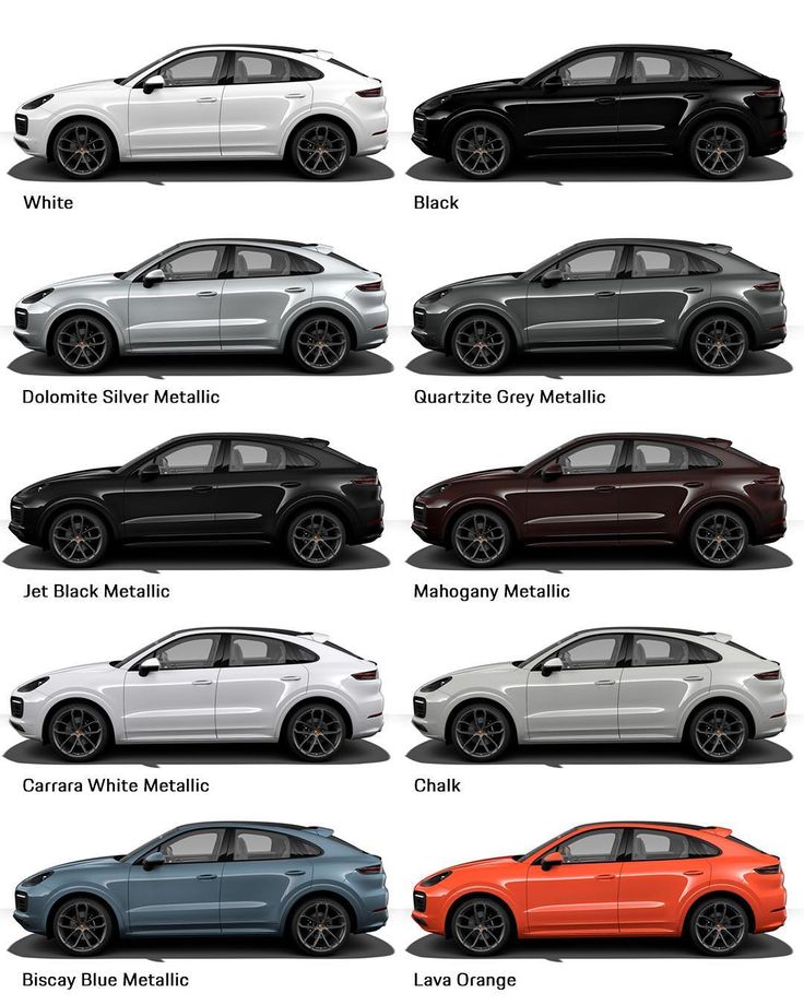 the different types of cars are shown in this graphic style, and each one has its own color scheme