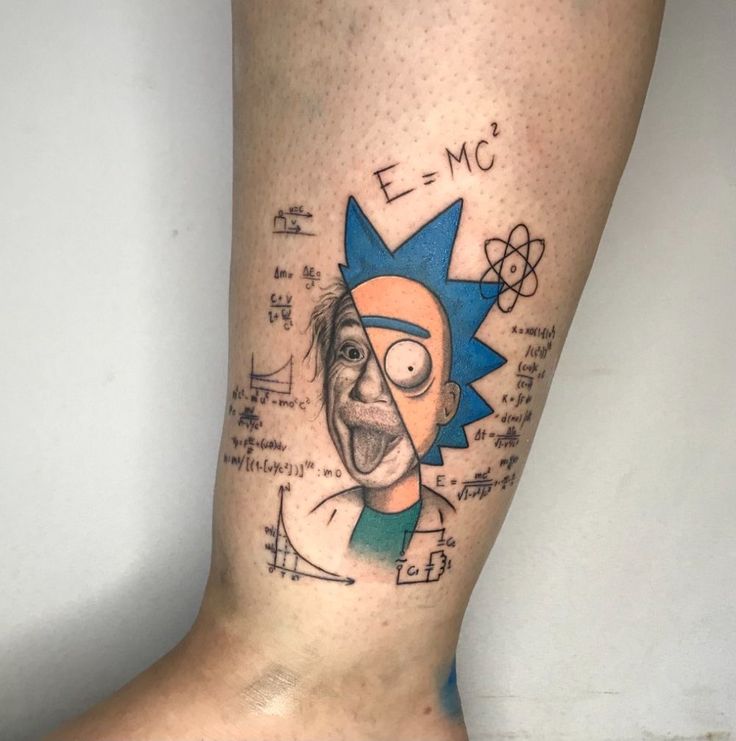 a man's leg with a cartoon character on it