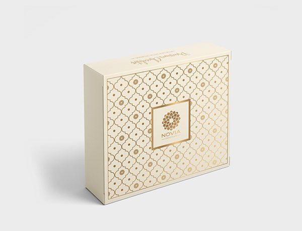 a white box with an intricate design on it