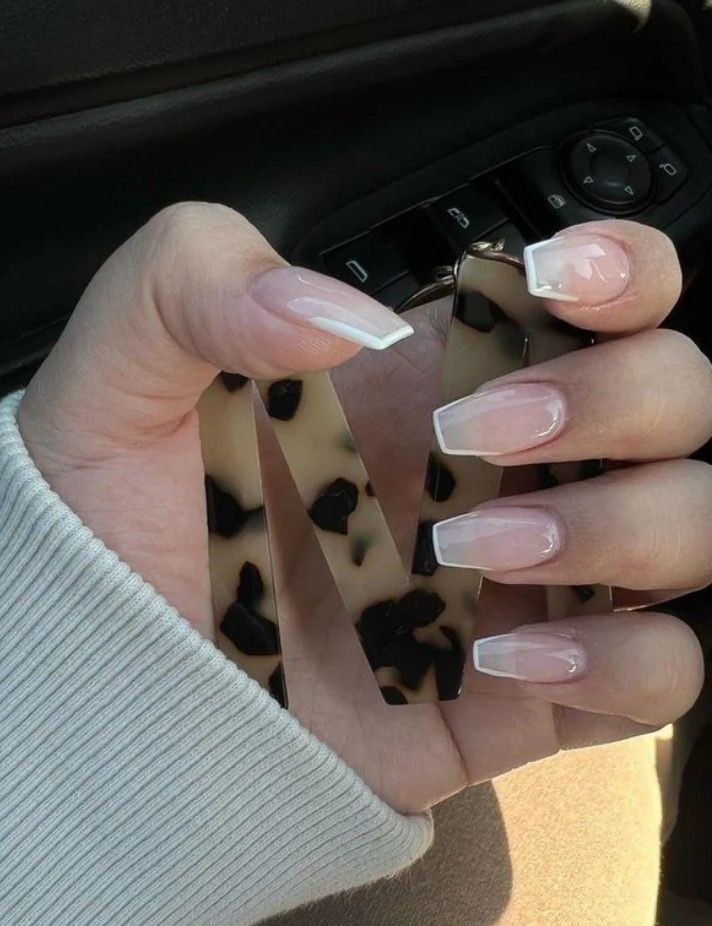 Square Gel French Nails, French Tip Nails Clear Base, Coffin Square French Tip Nails, Micro French Tip Nails Coffin, Clear Coat Acrylic Nails, Square French Tip Outline Acrylic Nails, Nails Inspiration White Tip, Square Coffin French Nails, Long Square Wedding Nails