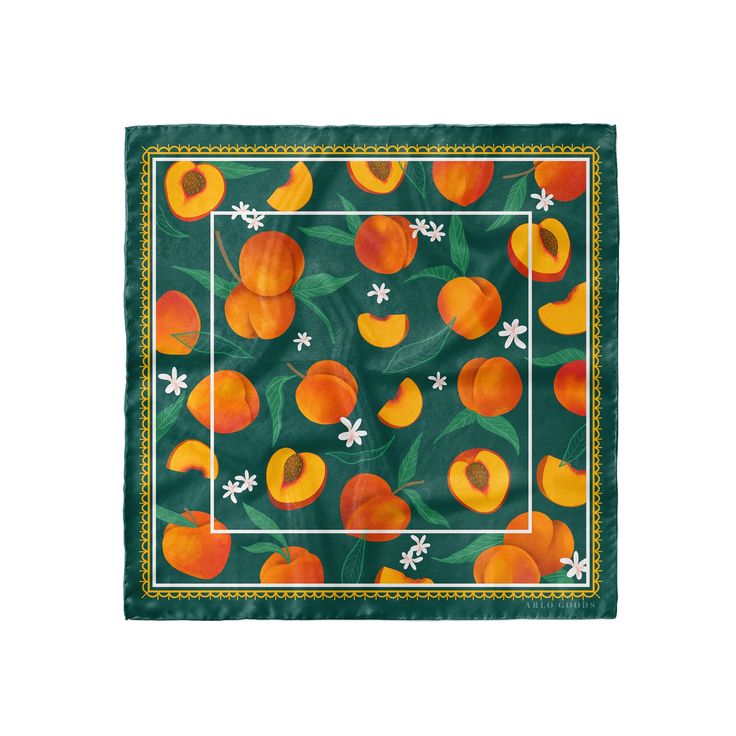 This beautiful silk scarf features original hand-drawn illustrations of Peachs and is inspired by time spent in Georgia's peach orchards. Made of high-quality Silk Satin the design is printed on both sides of this incredibly soft, flowy, and delicate material. Wear one around your neck, at the waist, or as a headscarf, the possibilities are endless and timeless. Made of high-quality Silk Satin the design is printed on both sides of this incredibly soft, flowy, and delicate material. Details: -Lu Silk Hair Scarf, Gifts For Mom From Daughter, Luxury Silk Scarves, Bag Scarf, Silk Scarf Hair, Fruit Gifts, Satin Scarf, Fabric Stamping, Cotton Bandanas