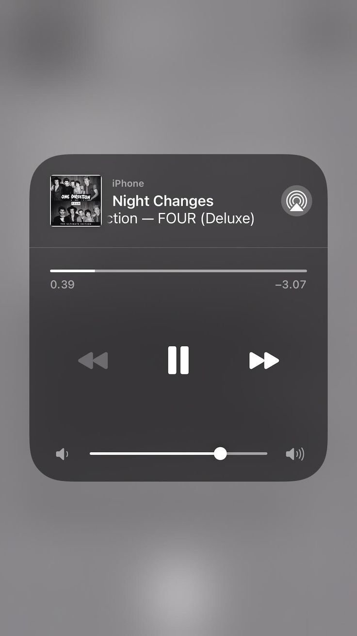 an iphone screen with the music player on it's left hand side, and another button that says night changes