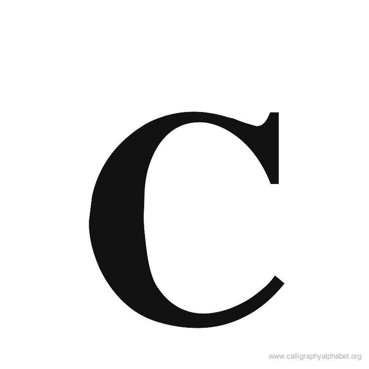 the letter c is shown in black and white