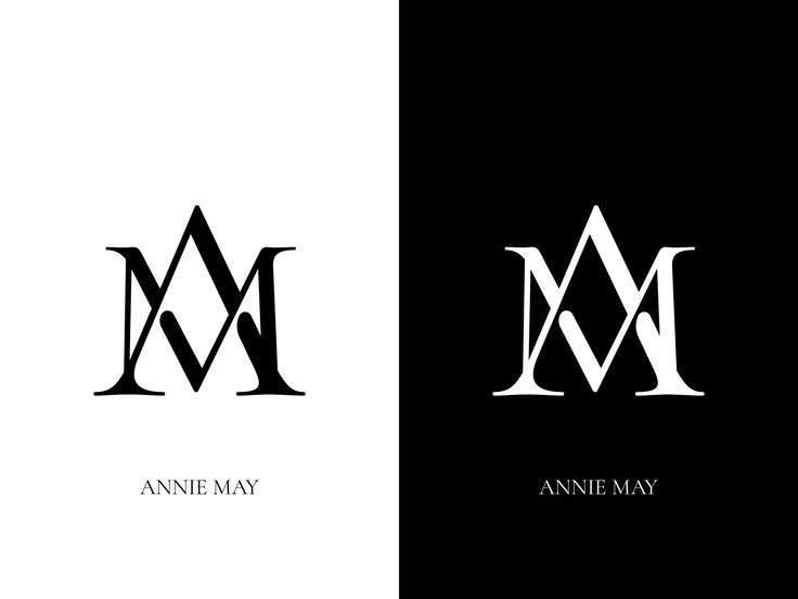 two different logos with the letter m in black and white, one is for annie may